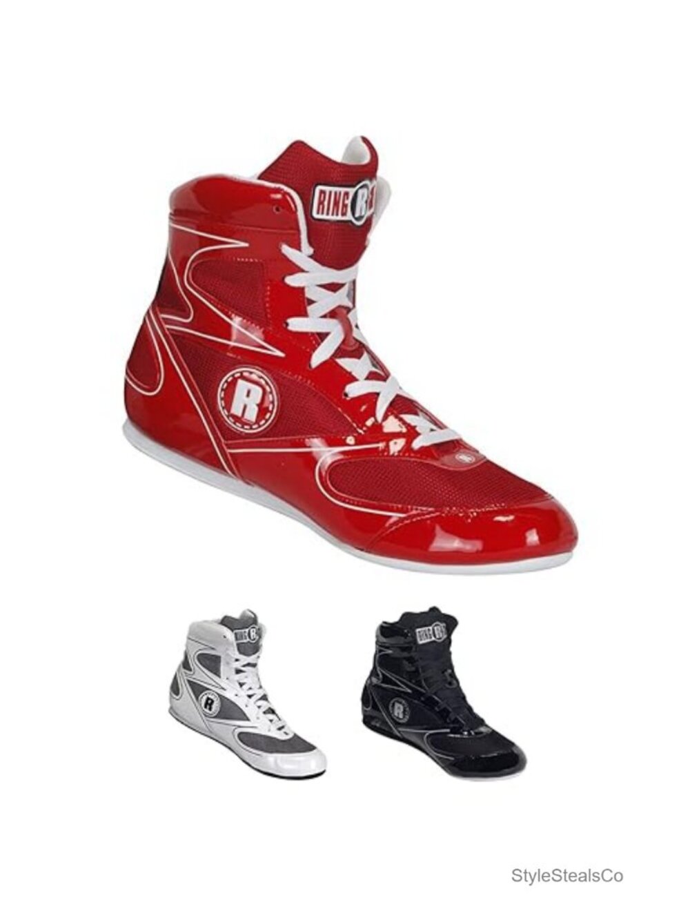 Synthetic Leather High-Top Boxing Shoes Lightweight Lace-Up Athletic Training
